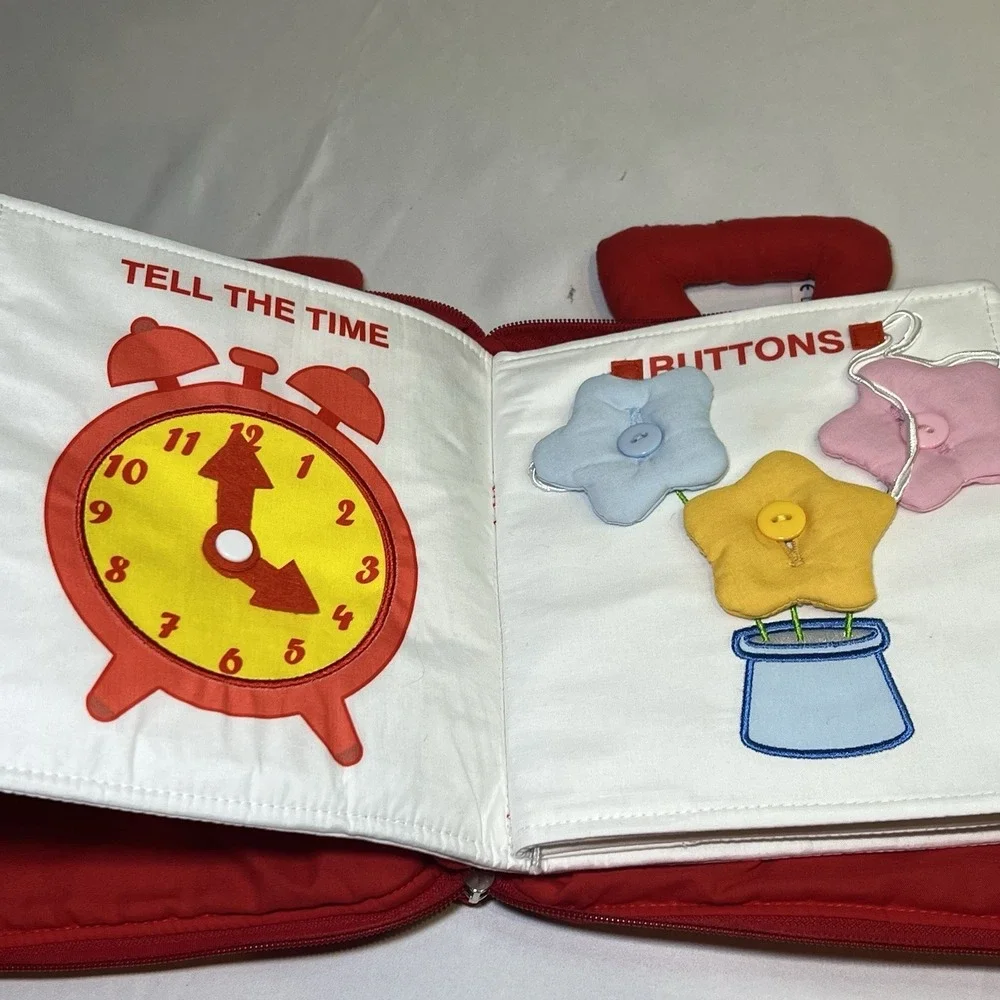 DEMOCA Red My Quiet Book Soft with‎ Carrying Handle Basic Fine Motor Skills EUC